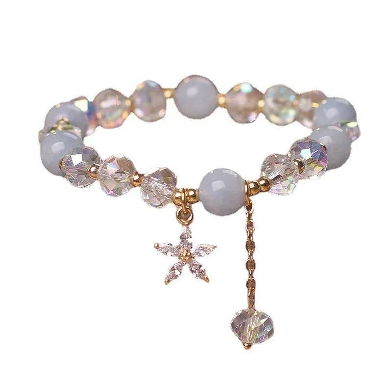 Shiny Zircon Flower Pendant Bracelet