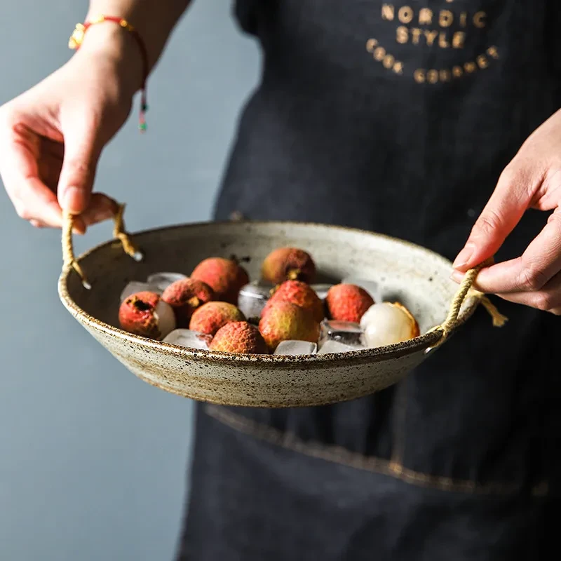 Creative Binaural Retro Hemp Rope Ceramic Bowl