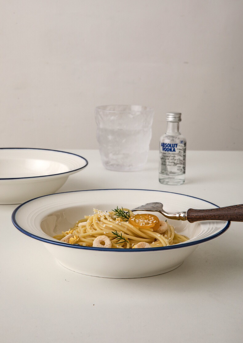 Simple Straw Hat Bowl Ceramic Pasta Salad Dish