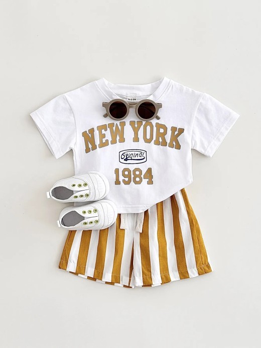 Children's Summer T-shirt Suit Letter Printing