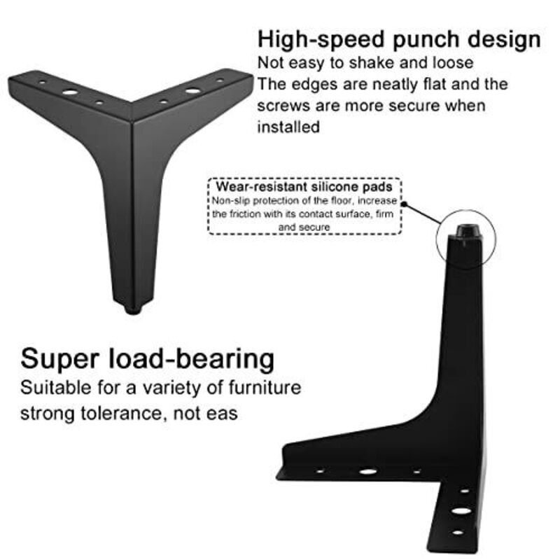 Metal Sofa Chair Table Furniture Legs 4pcs Set Black