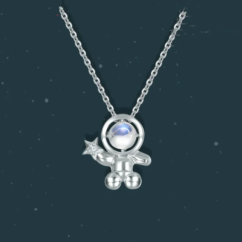 Sterling Silver Necklace Spaceman Pendant