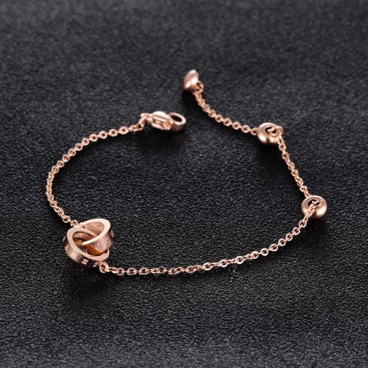 Digital Double Ring Ring Rose Gold Bracelet