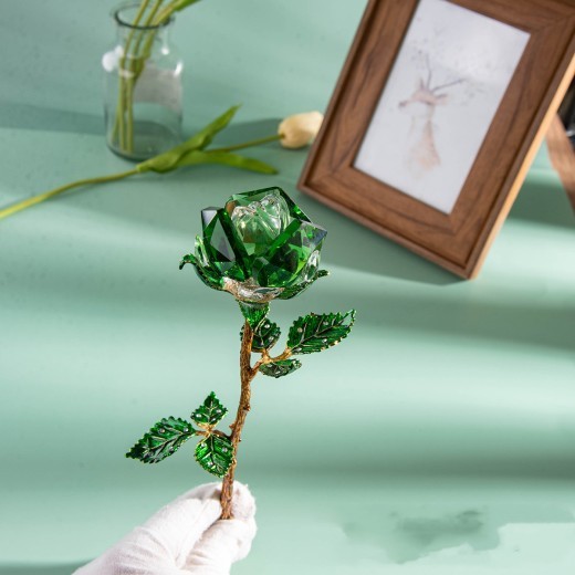 Crystal rose flower anniversary gift craft decoration