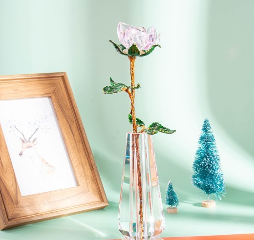 Crystal rose flower anniversary gift craft decoration