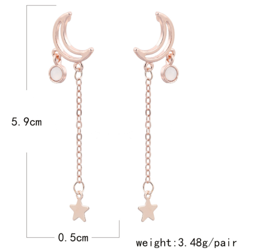 Trendy Earrings Rose Gold Lifting Star Moon