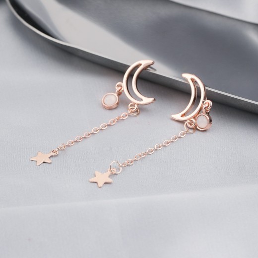 Trendy Earrings Rose Gold Lifting Star Moon