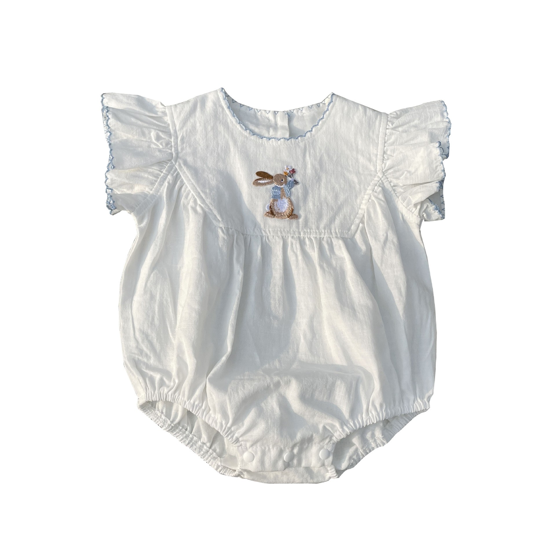 Baby Summer New Baby Girl Bunny Embroidery Bottom-covering Rompers