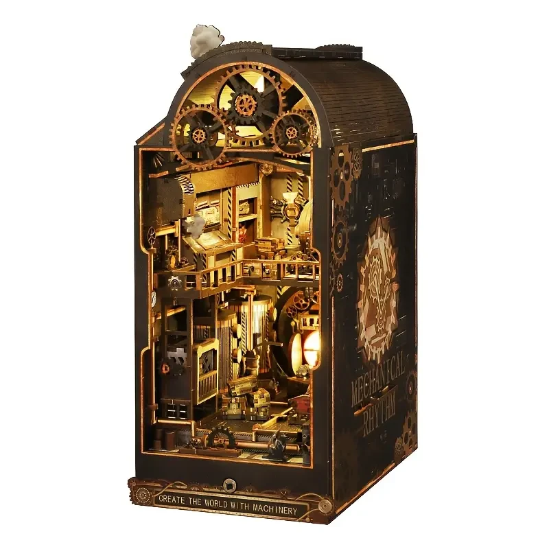 Mechanical Rhythm Bookshelf Assembly Building Model Micro DIY Handmade House Set