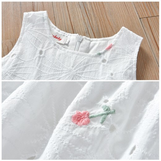 Girls' Summer Floral Hollow Sleeveless Vest Dress