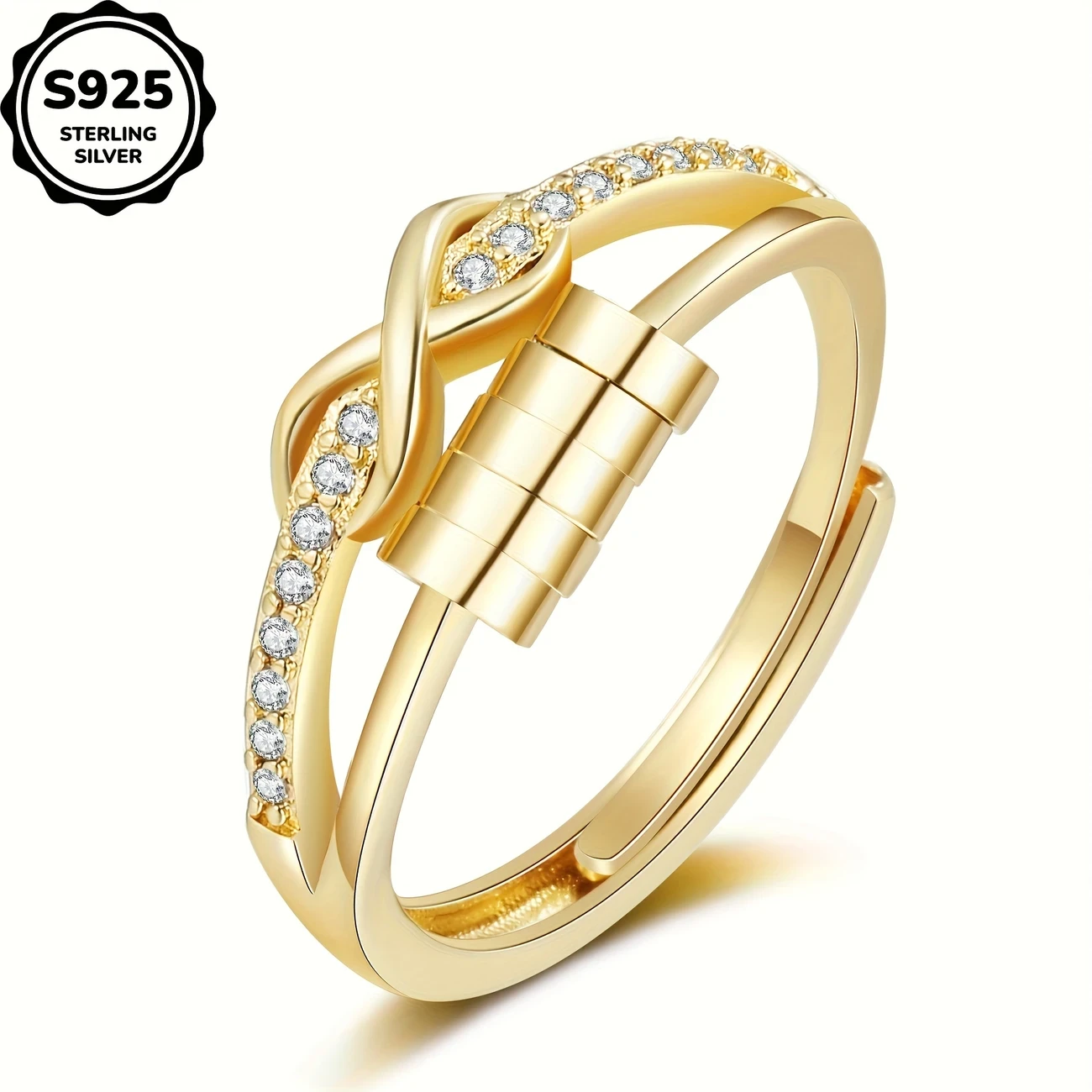 1pc Infinity Symbol 8-Shaped Luck Ring Womens Infinite Love Ring, Hypoallergenic, Inlaid with Synthetic Zirconia, Adjustable Opening A Must-Have Jewelry for Daily Wear, Perfect Gift for Family and Friends