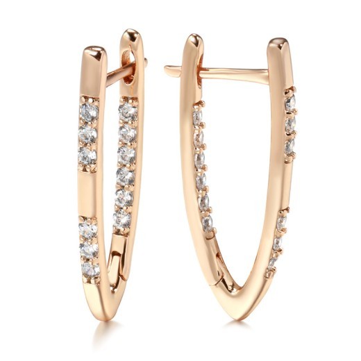 Classic Fashionable Rose Gold Inlaid Shiny Zircon Earrings