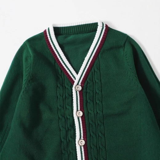 Boys' Color Blocked Thick Knitted Cardigan