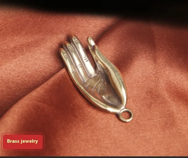 Brass Old Zen Heart Buddha Hand Creative Keychain Pendant