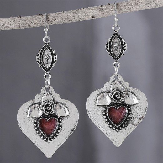 Exquisite Retro Rose Heart-shaped Pendant Earrings For Women