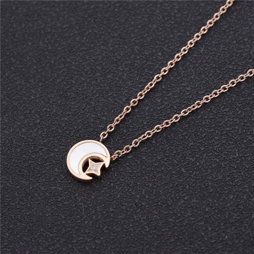 Star And Moon Series Titanium Steel Pendant Rose Gold Clavicle Chain