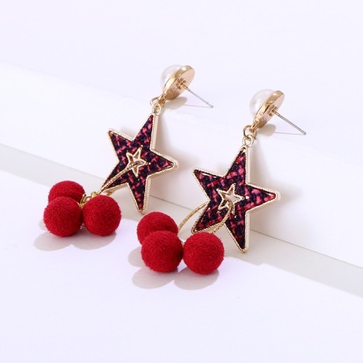 Spring And Summer New Rose Gold Five-pointed Star Earrings For Women
