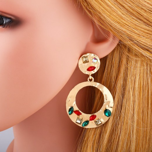 Creative large earrings alloy hollow circle jewelry