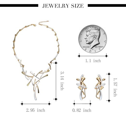 Creative Exaggerated Jewelry Two-color Cross Necklace Earrings Two-piece Set