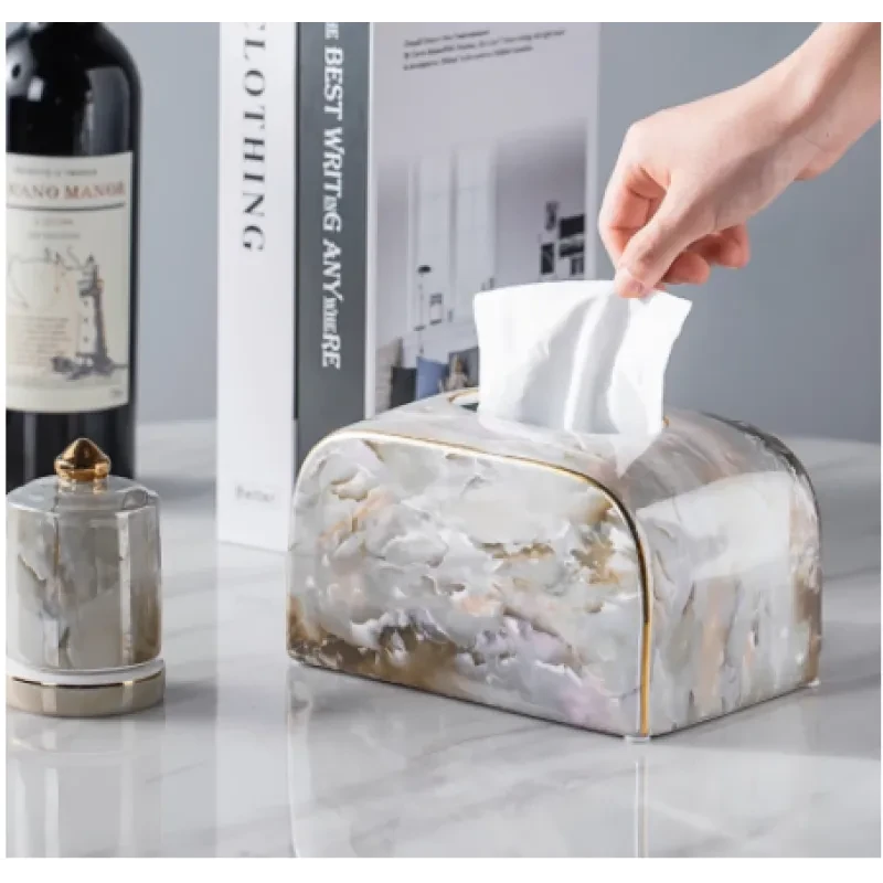 Light Luxury Marbled Paper Towel Decoration Coffee Table Dining Table Napkin Box Home Living Room