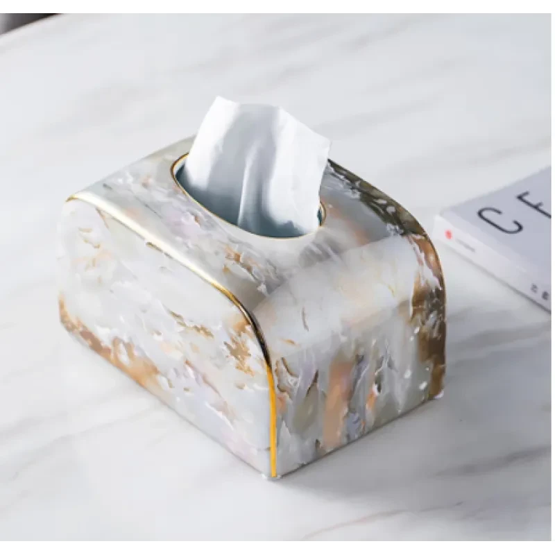 Light Luxury Marbled Paper Towel Decoration Coffee Table Dining Table Napkin Box Home Living Room