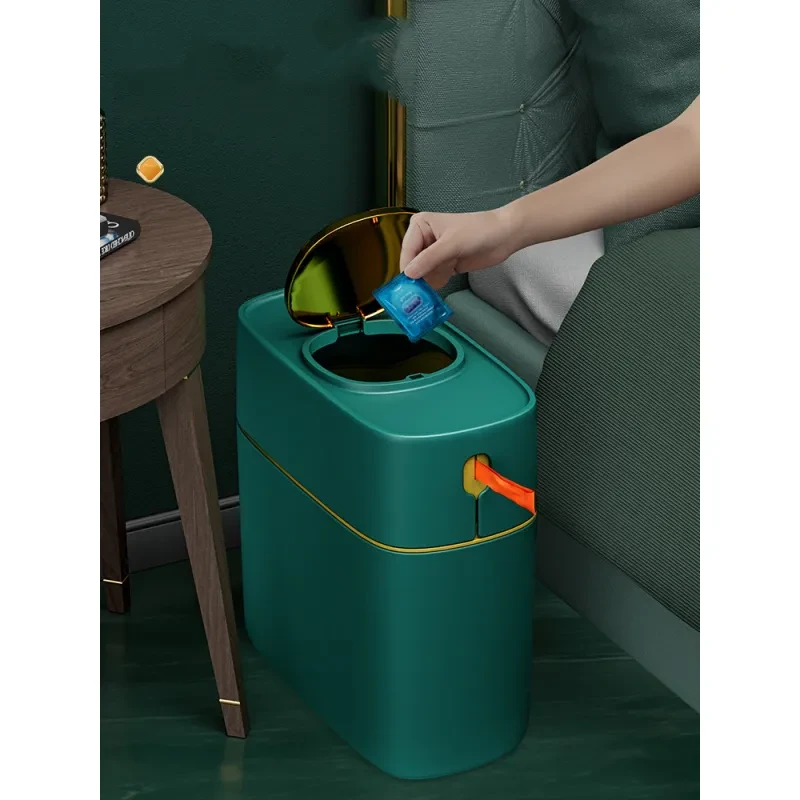 Light Luxury Bedroom With Lid Large Capacity Automatic Packing Trash Can
