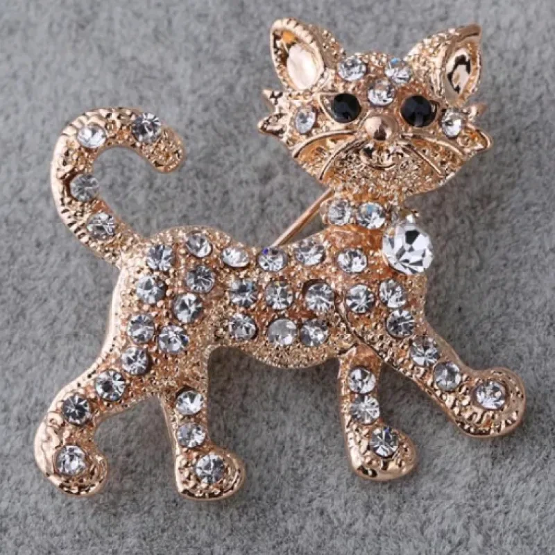 Luxury gold-plated crystal tiger full flashing brooch pin brooch gift
