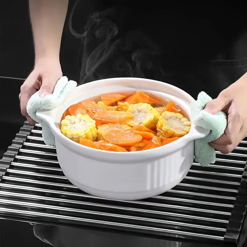 1pc WONGIRL Stainless Steel Roll-Up Dish Drying Rack