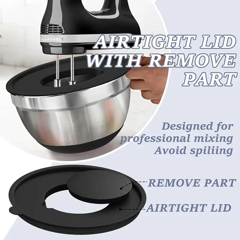 YUHUPHYLLIC Stainless Steel Mixing Bowl Set with Lid And Grinder