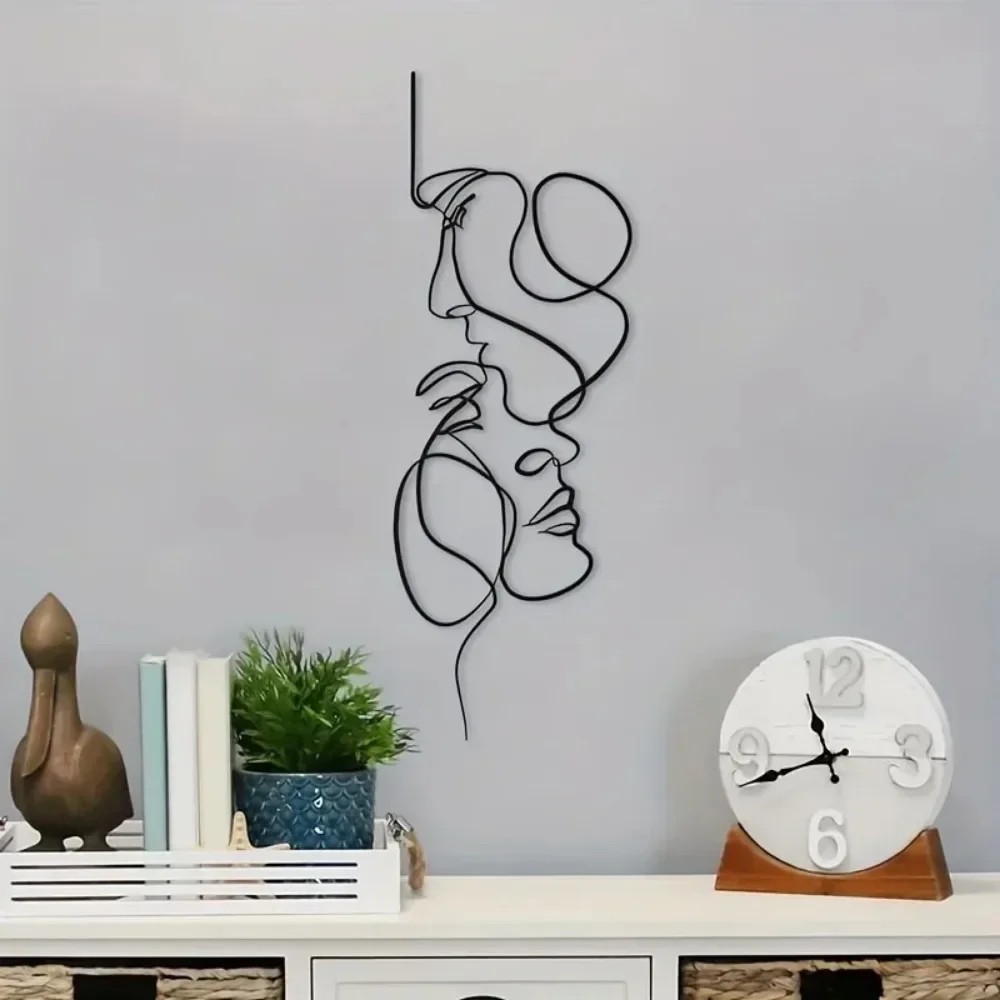 New Metal Wall Art Minimalist - Facial Line Wall Decor