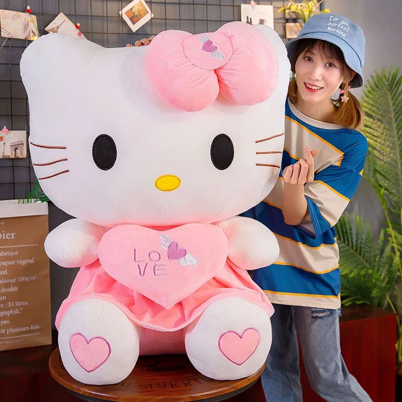 Sanrio Hello Kitty Cat Plush Toys - Cartoon KT Cat Plushie Doll, Soft Stuffed Anime Pillow