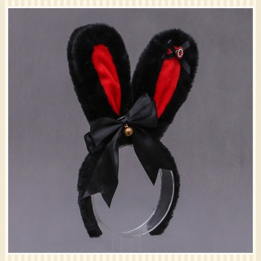Lolita Animal Ears Accessories Diamond Bowknot Plush Rabbit Ears Headband