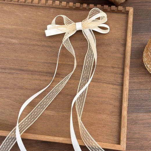 Lace Bow Ribbon Hairpin Ballet Style Girl's Hair Hoop Side Fringe Clip