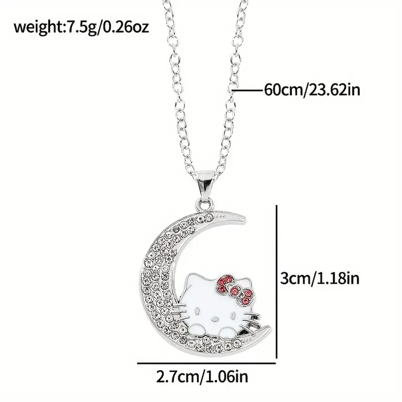 Sparkling Rhinestone Hello Kitty 2pcs Fashion Jewelry Set