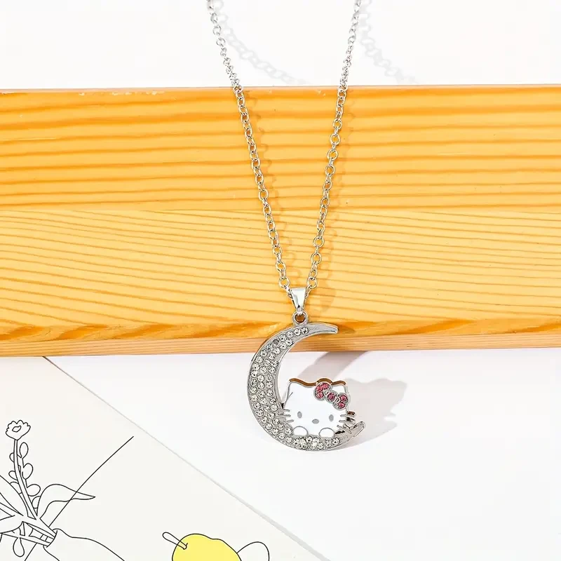 Sparkling Rhinestone Hello Kitty 2pcs Fashion Jewelry Set