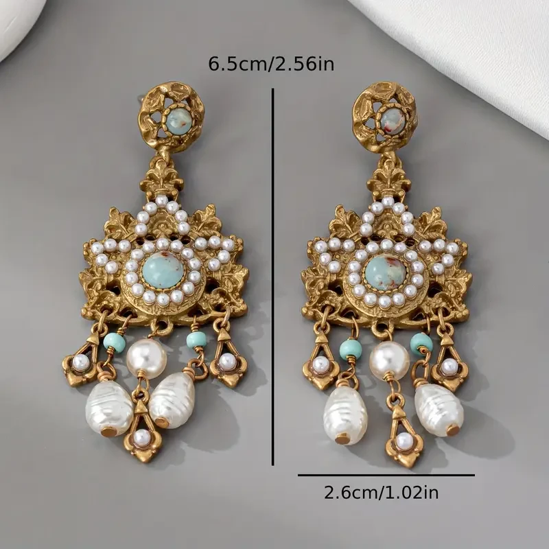 Vintage French-Style 22K Golden Plated Copper Earrings