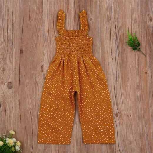 Polka Dot Brown Thin Non-hooded Jumpsuit