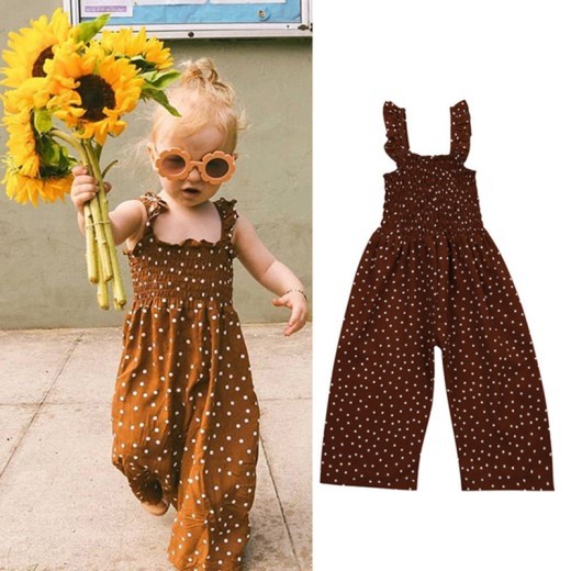 Polka Dot Brown Thin Non-hooded Jumpsuit