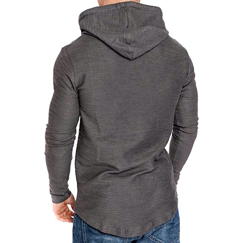 Men's Athletic Slim-Fit Hoodie: Casual Long-Sleeve Gym T-Shirt