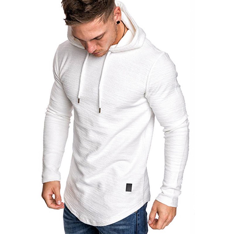 Men's Athletic Slim-Fit Hoodie: Casual Long-Sleeve Gym T-Shirt