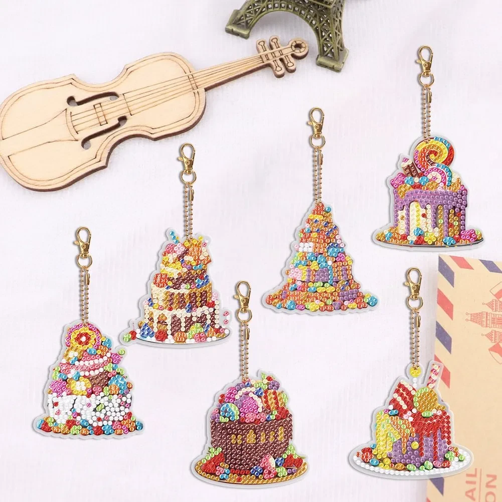 DIY Diamond Painting Keychain Cake Double-side Paste Handbag Pendant