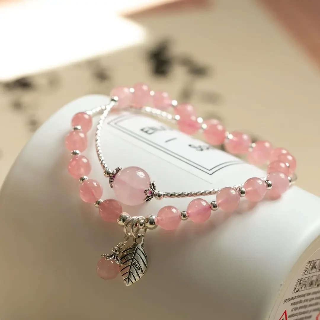 Double Circle Bracelet With Leaf Pendant