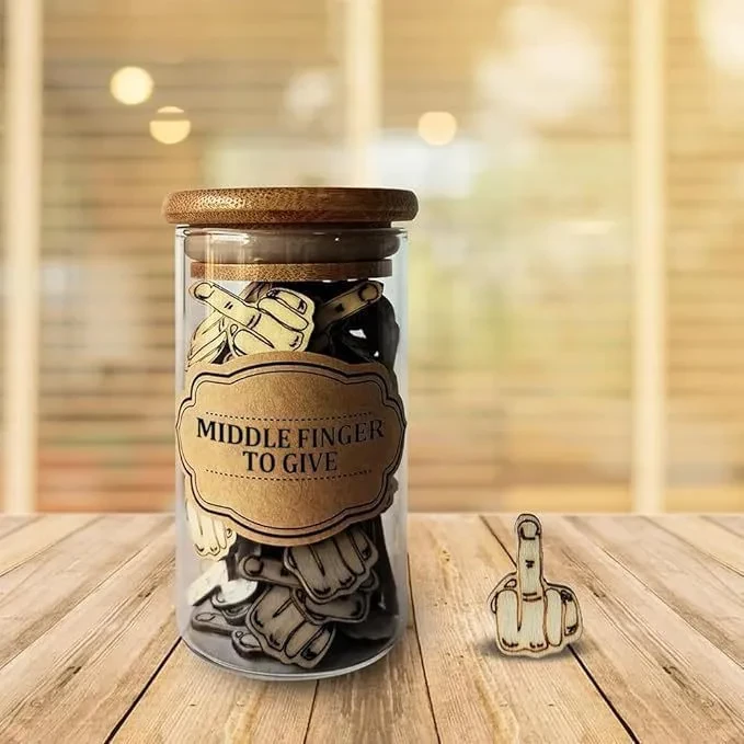 Middle Finger Gift Jar Wood Products