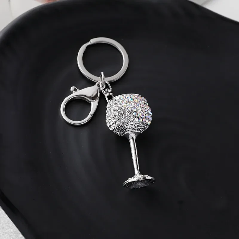Metal Three-dimensional Wine Glass Design Keychain