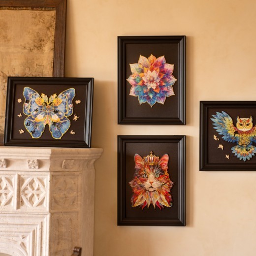 ROWOOD Mystic Mandala Flower, Cat King, Morpho Helena, Owl 200 Piece Jigsaw Puzzle For Adults Kids, Challenging Game, Educational Toy, Puzzle Gifts For Women, Gifts For Men