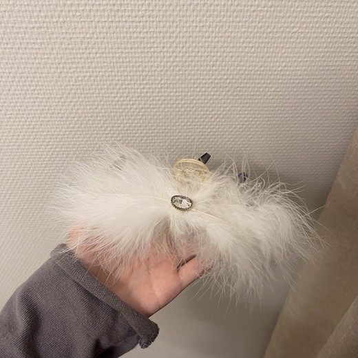 Feather Grabbing Ostrich Feathers On The Back Of The Head