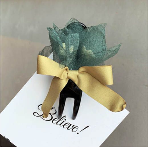 Hairpin back head grabbing clip Korean version of flower hair grabbing medium Korean fabric hairpin