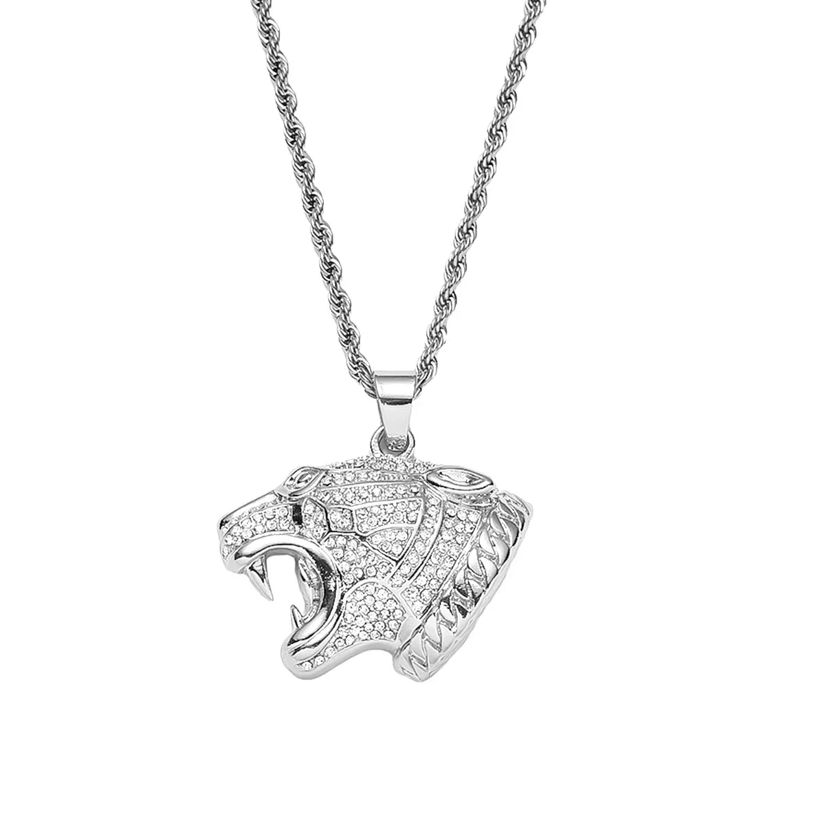 Leopard Head Pendant Necklace Men's Necklace