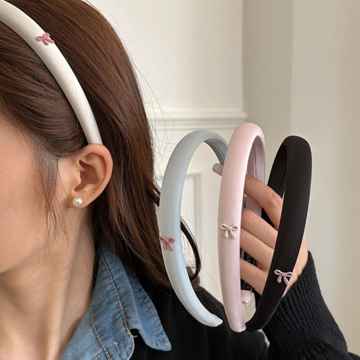 Korean Style High Skull Top Satin Blue Headband