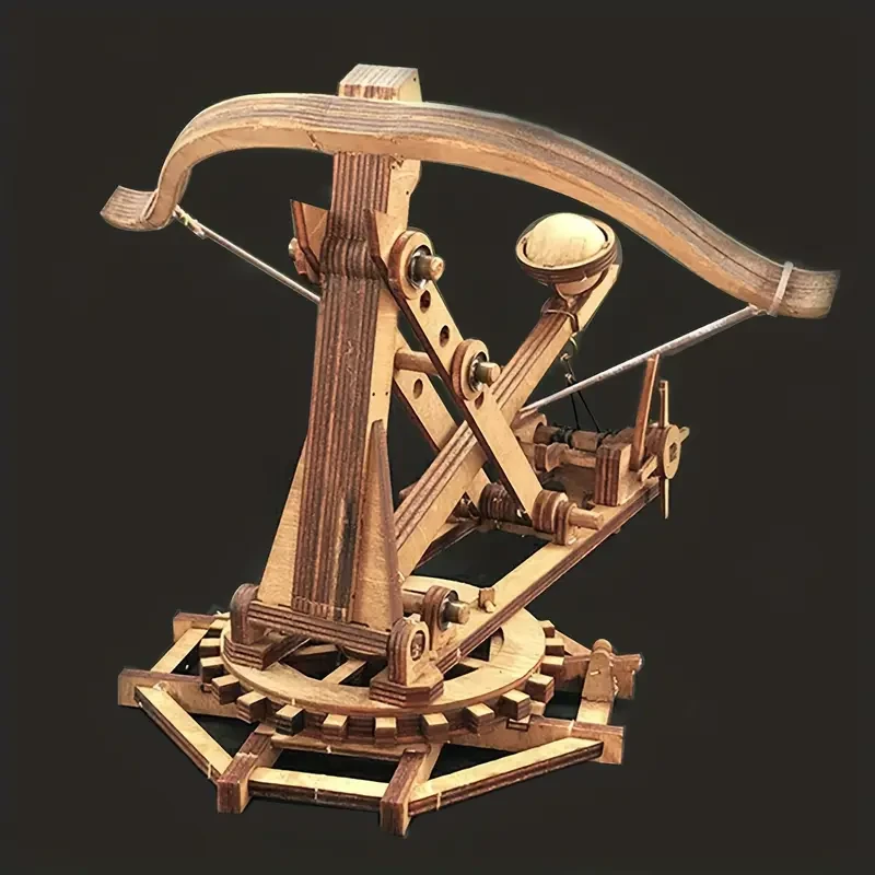 3D Wooden Puzzles for Adults Wooden Model Kits - 1pc Maroon Wooden Catapult Model Kit